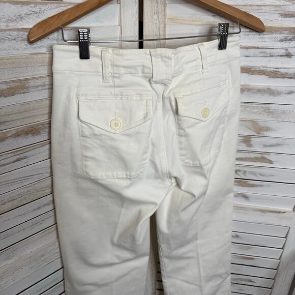 CABI Women's SIZE 2 Lido 5690 White Wide Leg Crop Denim Jeans High Rise Cuff - Picture 5 of 14